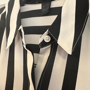 Black and White Striped Men's Shirt